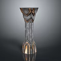 Modern Metallic Decorative Column With Geometric Patterns And Copper Accents 3d model