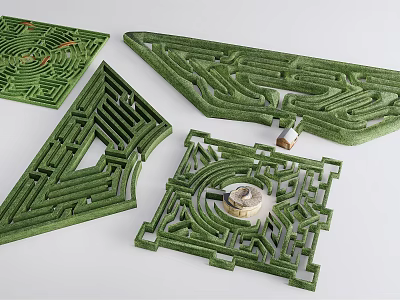 Green Lawn Maze Playground Equipment with Geometric Shapes and Path Designs 3d model