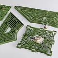 Green Lawn Maze Playground Equipment with Geometric Shapes and Path Designs