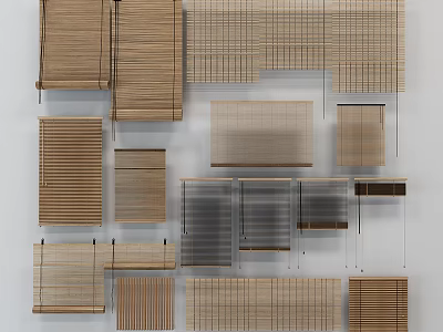 New Chinese-style venetian blinds roller blinds bamboo blinds blackout curtains 3d model