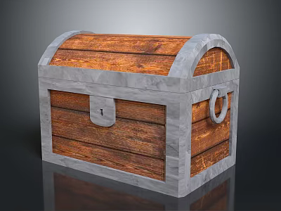 Wooden Storage Chest With Metal Frame And Lock For Home Organization 3d model