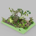 Diverse Green Plant Arrangement With Natural Landscape Elements And Grass Base 3d model