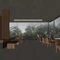 Quite Hall Homestay Reception Hall Front Desk Rest Area Bookcase Sofa Tea Table 3d model