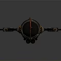 Mechanical Robot Character With Spherical Body Yellow Black Warning Stripes And Mechanical Arms