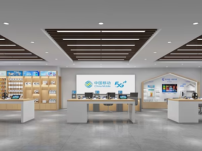 China Mobile Digital Store Offering 5G Services With Display Counters And Electronic Products 3d model