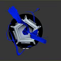 Decorative Silver Trophy Inspired Furniture With Blue Accents And Black Base