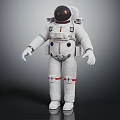 Astronaut In White Spacesuit With Helmet Backpack And Full Body