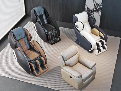 Multiple Style Massage Chairs With Black White Brown Beige Colors And Ergonomic Design 3d model