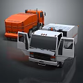 Orange And White Utility Trucks With Open Doors And Commercial Features