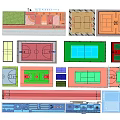 Various Sports Court Layout Plans With Basketball Tennis And Running Track Designs