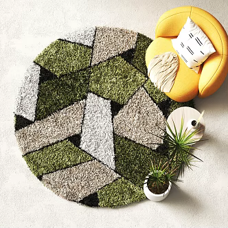 Modern Round Carpet Decorative Ornaments Plush Carpet 3d model