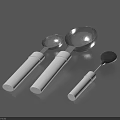 Household Kitchen Utensils Metal Spoons With White Handles In Various Sizes