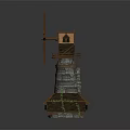 Cartoon Windmill Cottage Scene With Orange Roof Green Vines And Stone Base