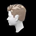 Game and Movie Character 3D Model Head with Blonde Short Hair White Face Black Backdrop