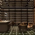 Luxurious Wine Cellar Interior With Wine Racks Bar Counter And Seating Area