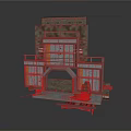 Modern Multi Level Building Model With Gray Concrete Orange Accents And Open Base