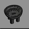 Comfortable Modern Round Upholstered Leisure Chair With Plush White Cushion Black Frame And Three Legs