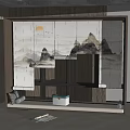New Chinese-style roller shutter window 3d model