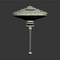 Disc Shaped Circular Structure With Central Pillar And Concentric Rings