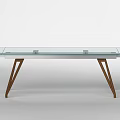 Modern Dining Table With Glass Top And Wooden Tapered Legs Design