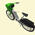Stylish Bicycle With Green Front Basket Silver Gray Body And Black Seat