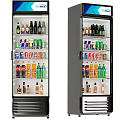 Commercial Glass Door Refrigerator Fully Stocked With Various Bottled Beverages And Drinks For Convenient