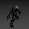 Game Movie Monster Character With Muscular Body Skeletal Head And Textured Skin
