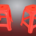 Two Red Plastic Stools Lightweight and Durable for Indoor Outdoor Use 3d model
