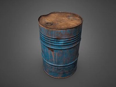 Industrial Equipment Rusted Blue Metal Drum Heavy Duty Storage For Industrial Use 3d model
