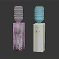 Two Home Water Dispensers With Gray And Blue Water Bottles For Daily Use