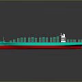 Large Container Ship On Water With Blue Containers And Green Red Hull