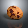 Fresh Quail Egg With Brown Spots On Smooth Surface Against Gray Background With Reflection