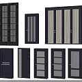 Hinged Door Collection Featuring Different Styles Glass Panel And Interior Design Options 3d model