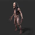 Scary Horror Game Movie Character With Emaciated Body Long Hair Sharp Claws And Wide Grin