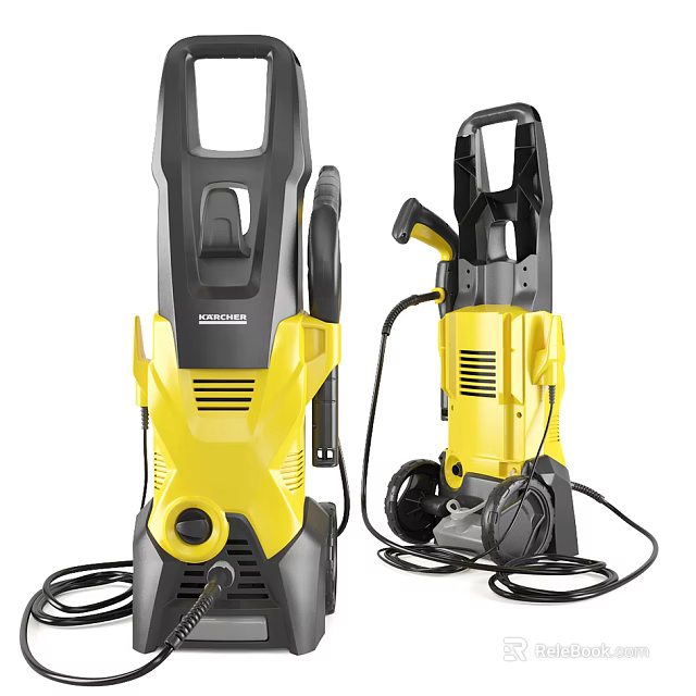 Industrial High Pressure Washer Equipment With Yellow Gray Dual Units Design 3d model 