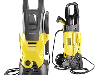 Industrial High Pressure Washer Equipment With Yellow Gray Dual Units Design 3d model