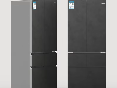 Modern Kitchen Refrigerator Cabinet With Double Door Sleek Design And Black Finish 3d model