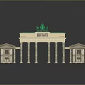 Brandenburg Gate Classical Structure With Columns Green Roof And Top Statues 3d model
