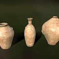 Rustic Handcrafted Ceramic Vessels With Various Shapes Textured Surface And Earthy Tone On Green Background