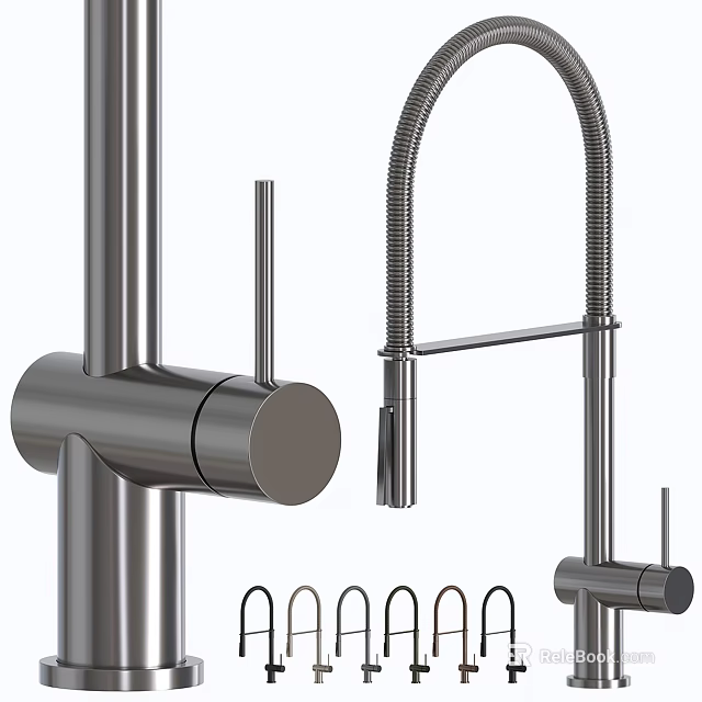 Modern Stainless Steel Kitchen Faucets With Flexible Spout And Handle Design 3d model 
