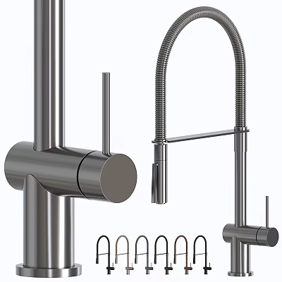 Modern Stainless Steel Kitchen Faucets With Flexible Spout And Handle Design 3d model