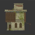 Traditional Multi Story Building With Arched Windows Wooden Balcony Terracotta Roof And Vines