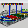 Colorful Canopy Green Caterpillar Shaped Amusement Ride With Yellow Track And White Fence