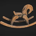 Vintage Wooden Rocking Horse With Classic Design And Natural Wood Structure