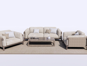 New Chinese Style Outdoor Sofa Outdoor Sofa Coffee Table Combination Single Sofa 3d model