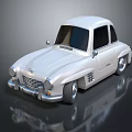 White Vintage Classic Car With Rounded Body Chrome Details And Retro Design