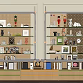 Modern Shelving Unit with Pegboard Back and Green Shelves for Home Storage and Decorative