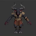 Armored Warrior Character With Horned Creature Design And Ornate Armor Details