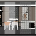 Modern partition glass brick partition combination 3d model