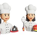 Cartoon style chef female figure male chef gourmet cartoon icon cartoon character 3d model